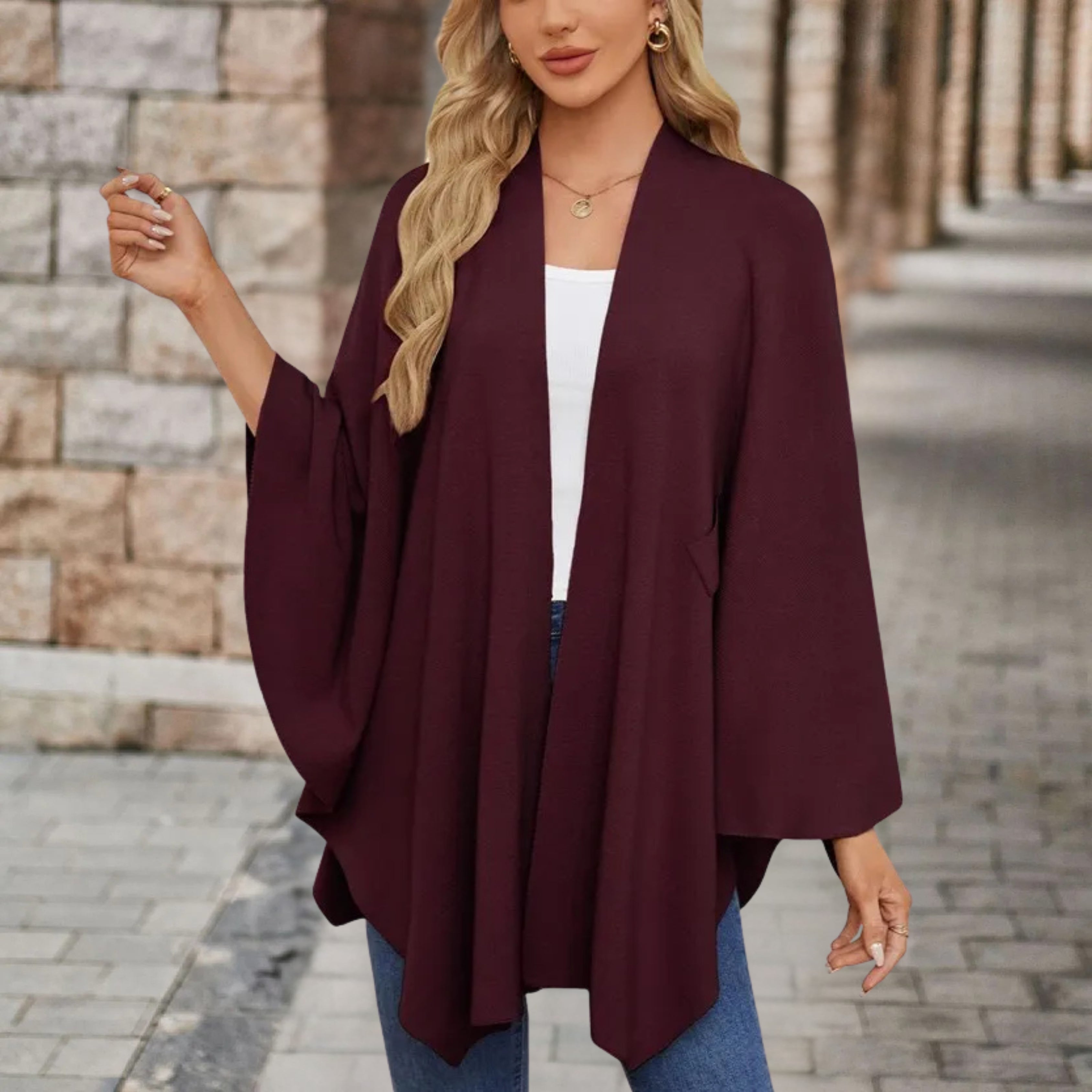 Alexis - Elegant Poncho Sweater