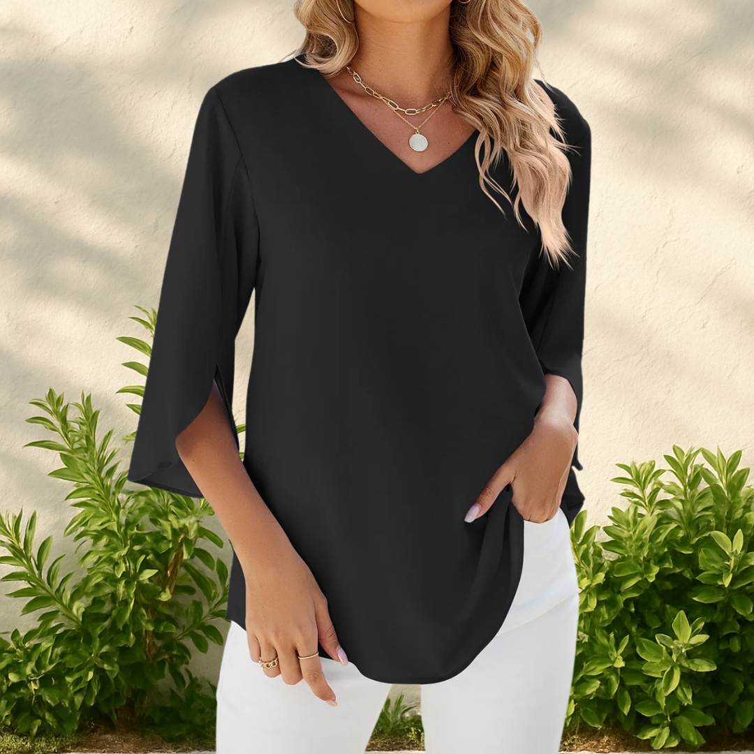 Sophie - Elegant V-Neck Blouse with Split Sleeves
