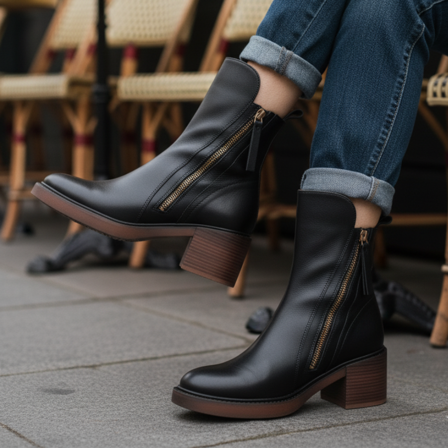 Emily - Leather Boots with a Comfortable Heel