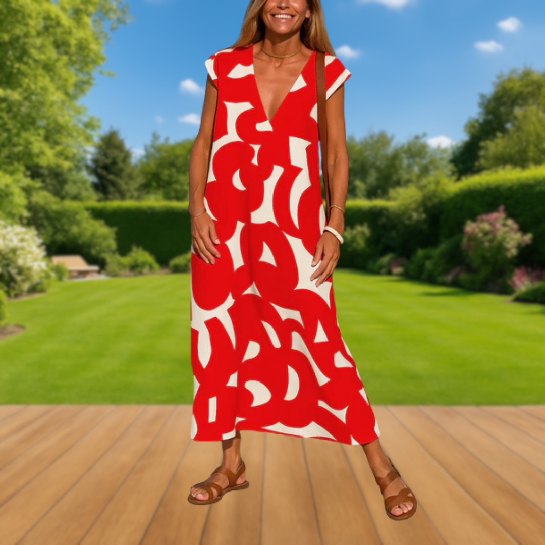 SIDONIE - ROBE MAXI D'ÉTÉ À IMPRIMÉ GRAPHIQUE