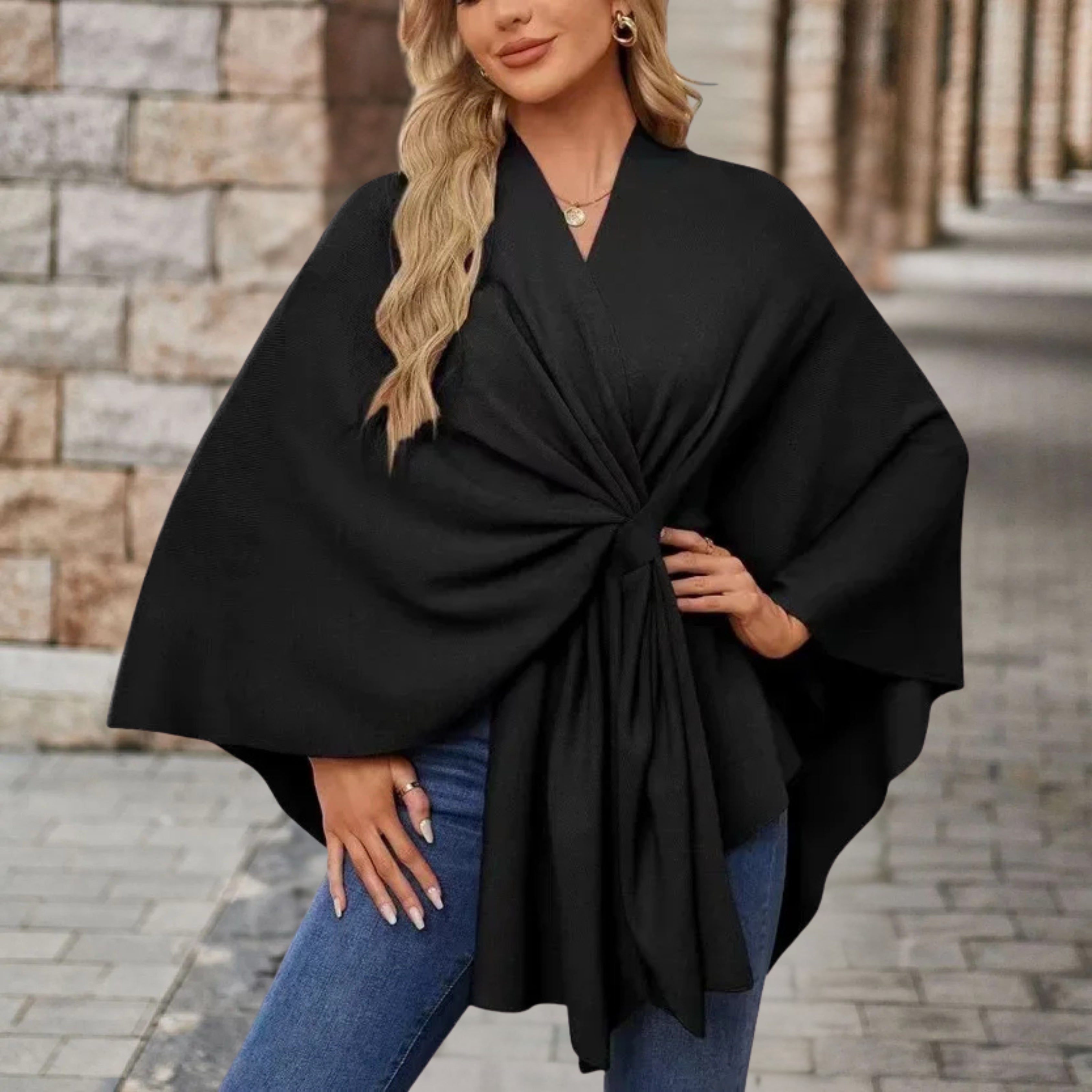 Alexis - Elegant Poncho Sweater