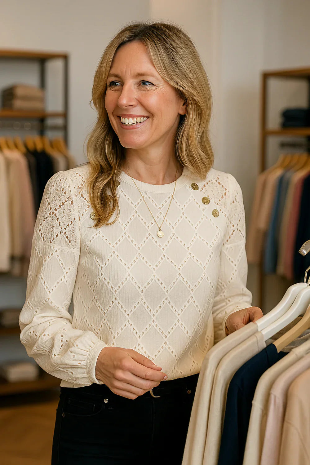 Elodie - Elegant Top with Lantern Sleeves