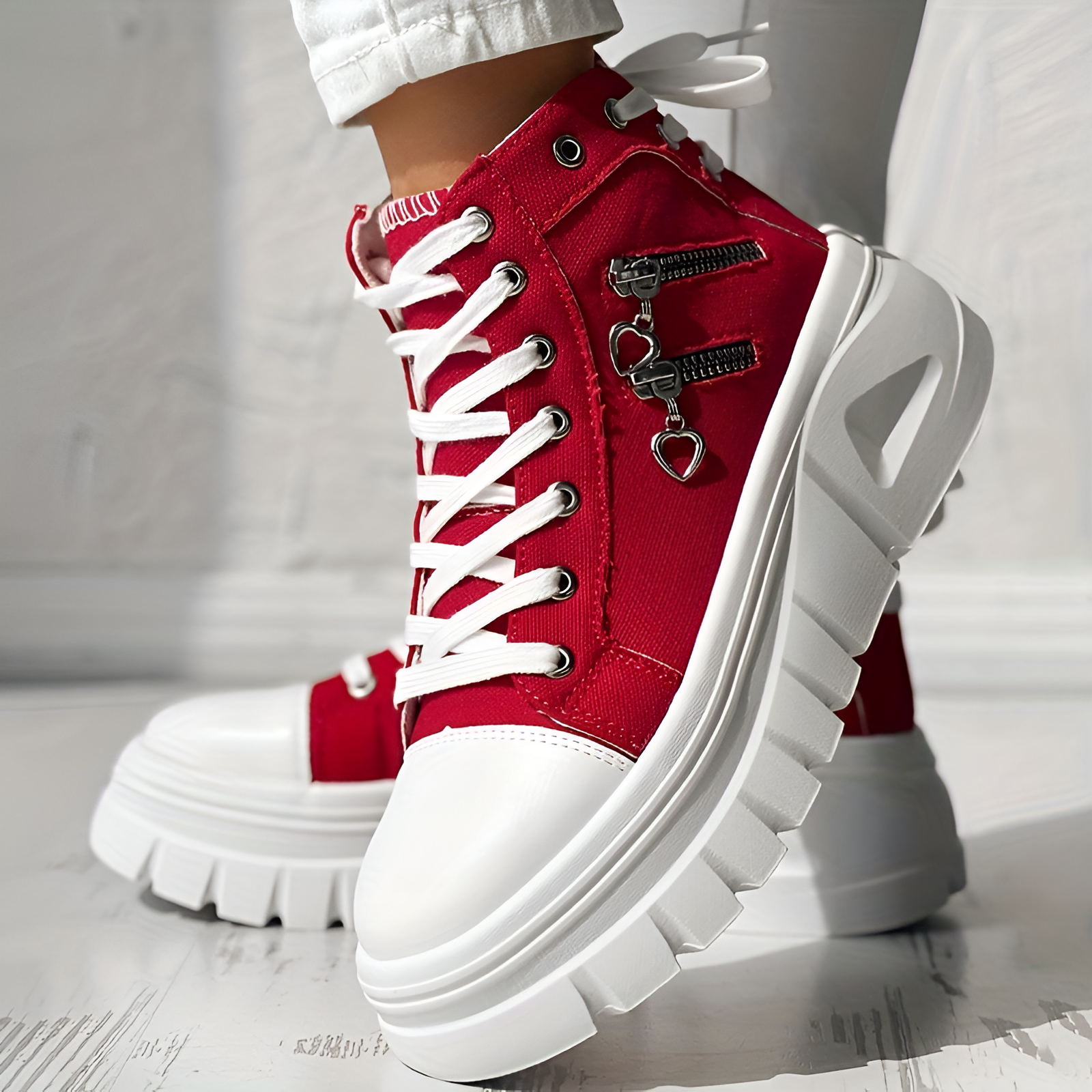 Elin | Orthopedische Hoge Sneakers met spijkerstof