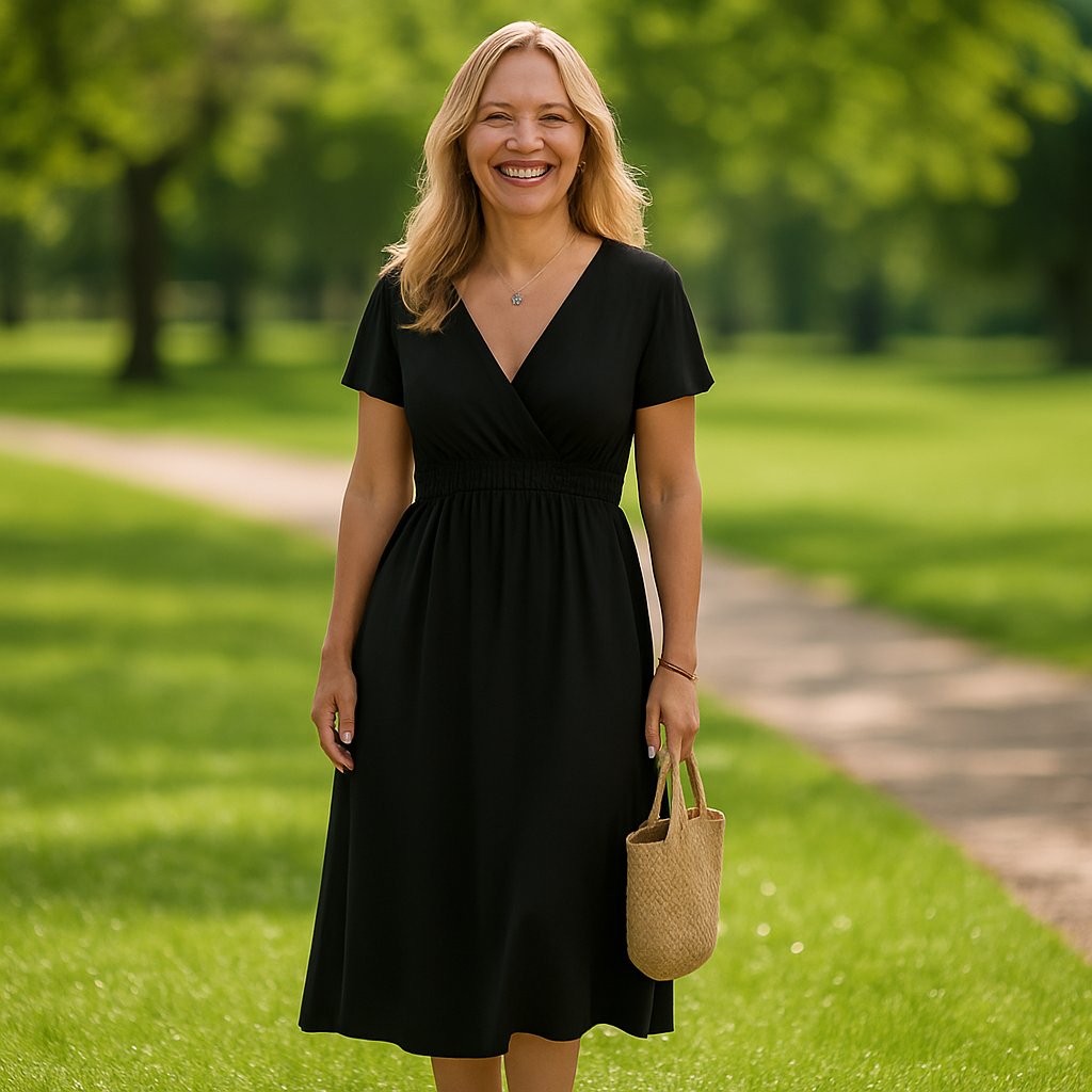 Marie - Flared Pleated Dress with Waist Detail