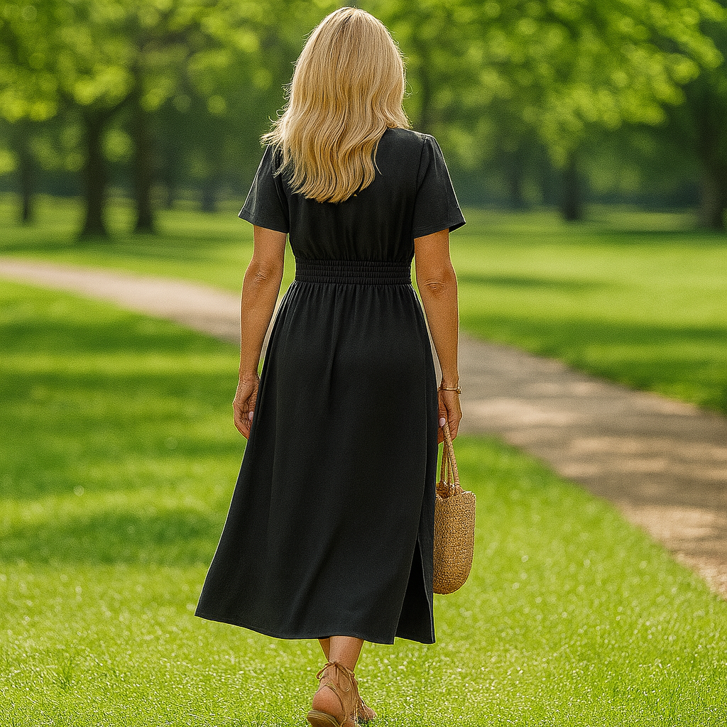 Marie - Flared Pleated Dress with Waist Detail