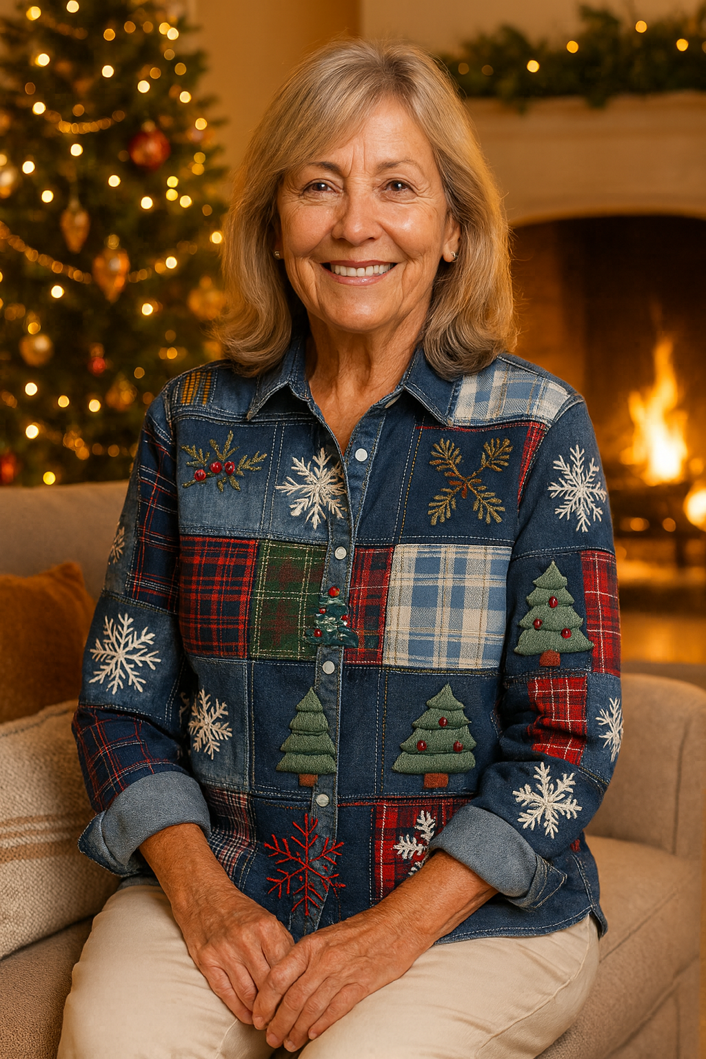 Sara - Stylish Christmas Button-Up