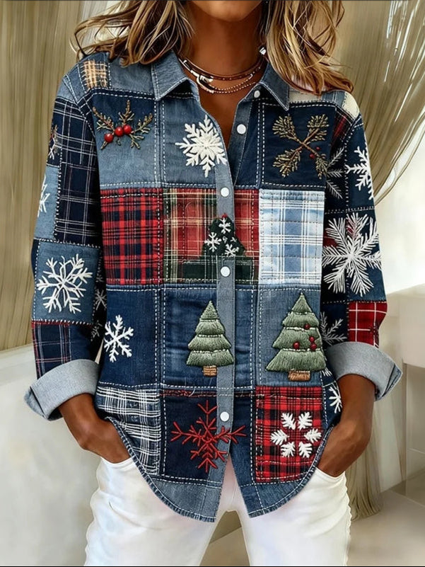 Sara - Stylish Christmas Button-Up