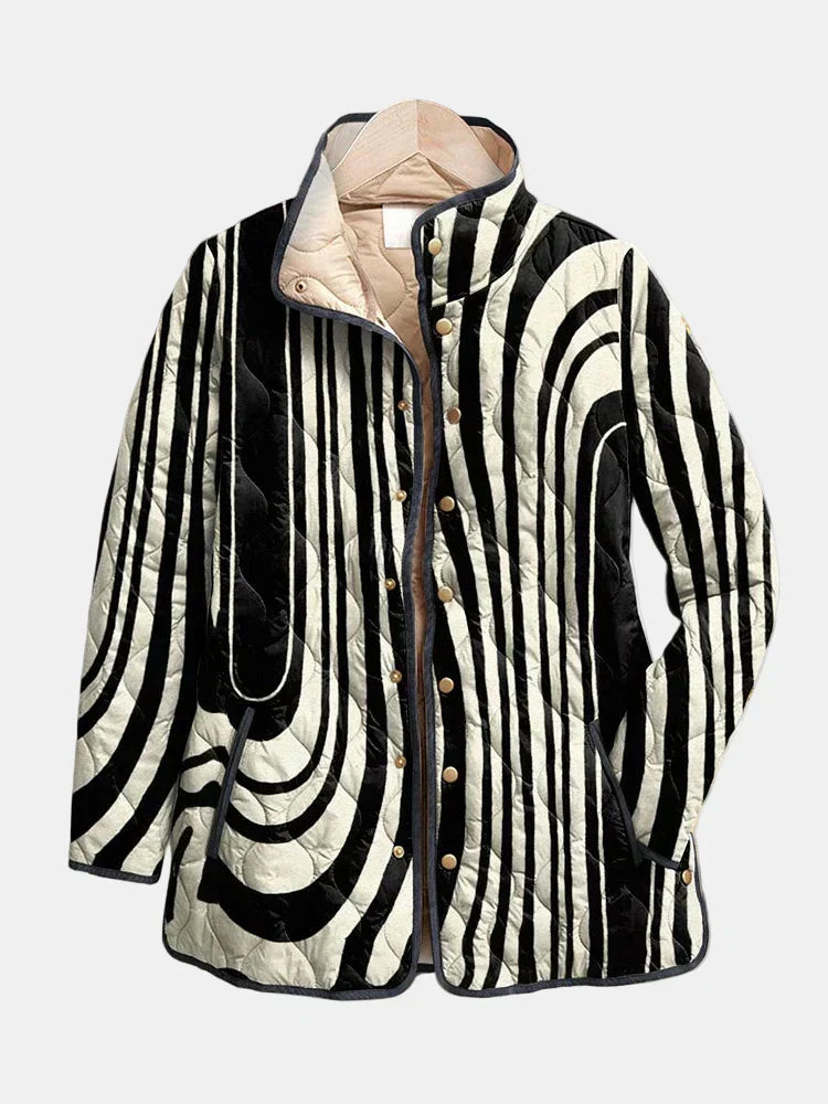 Gewatteerde Jas met Abstract Geometrisch Patroon