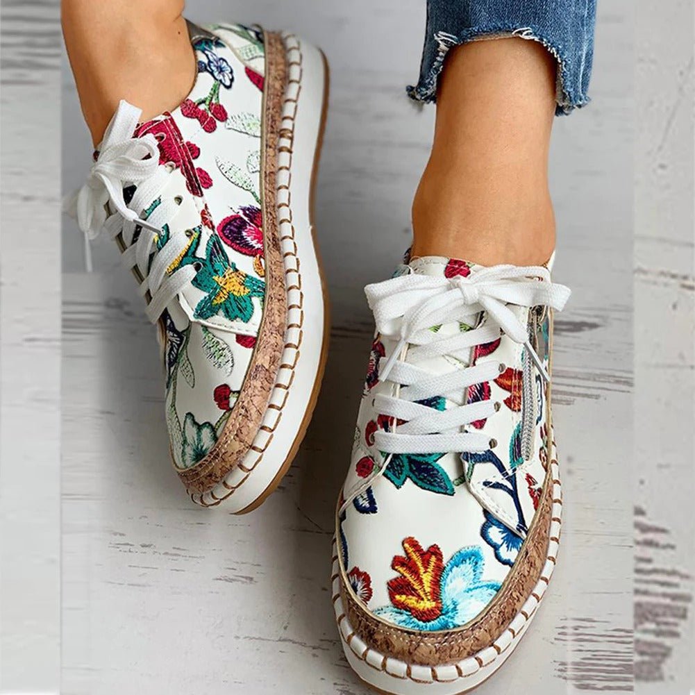 FLORIANA | Orthopedische Sneakers met Uniek Vintage Bloemontwerp