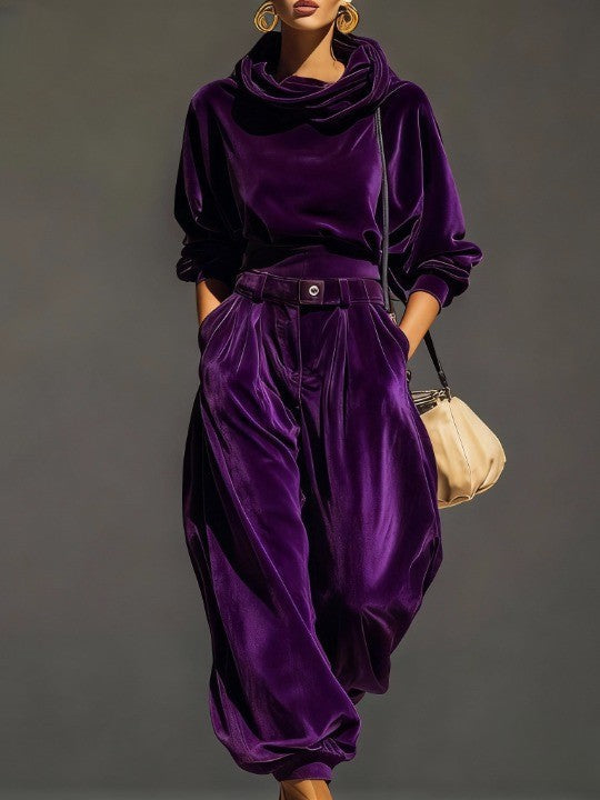 Sylvia - Vintage Velvet Hoodie and Trousers Set (Inc. Belt)