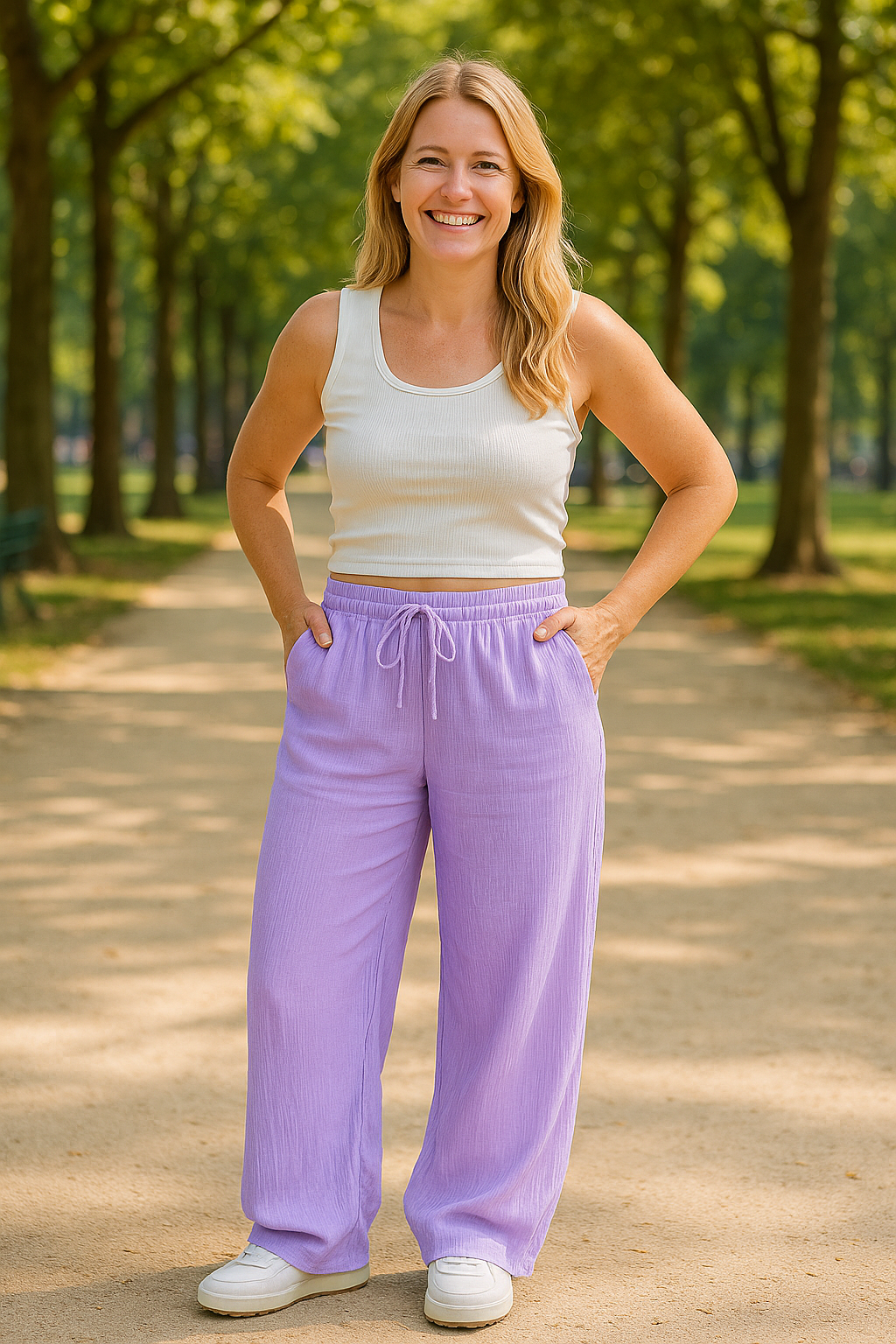 CLEMENCE - PANTALON LARGE LÉGER ET DÉCONTRACTÉ