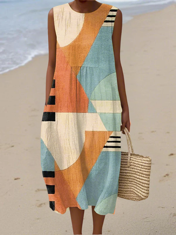 Iris Veelzijdige Meer­kleurige Midi Jurk