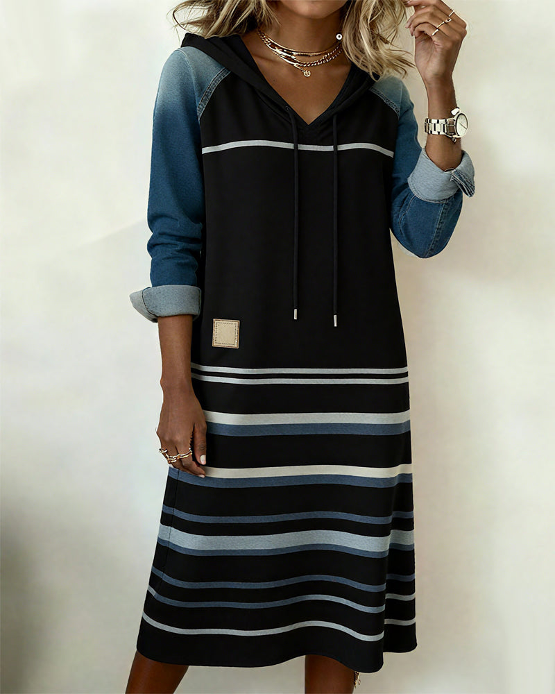 Victoria - Striped Hooded Dress