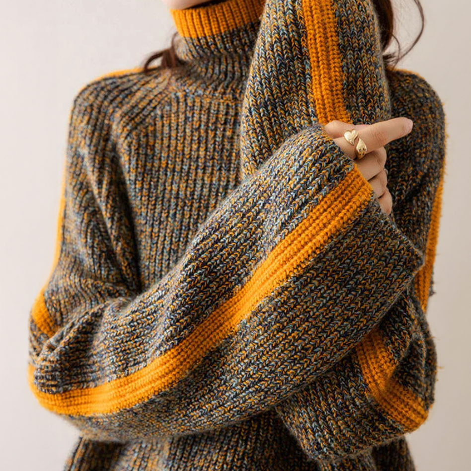 MARISSE - PULL RAYÉ AVEC COL ROULÉ