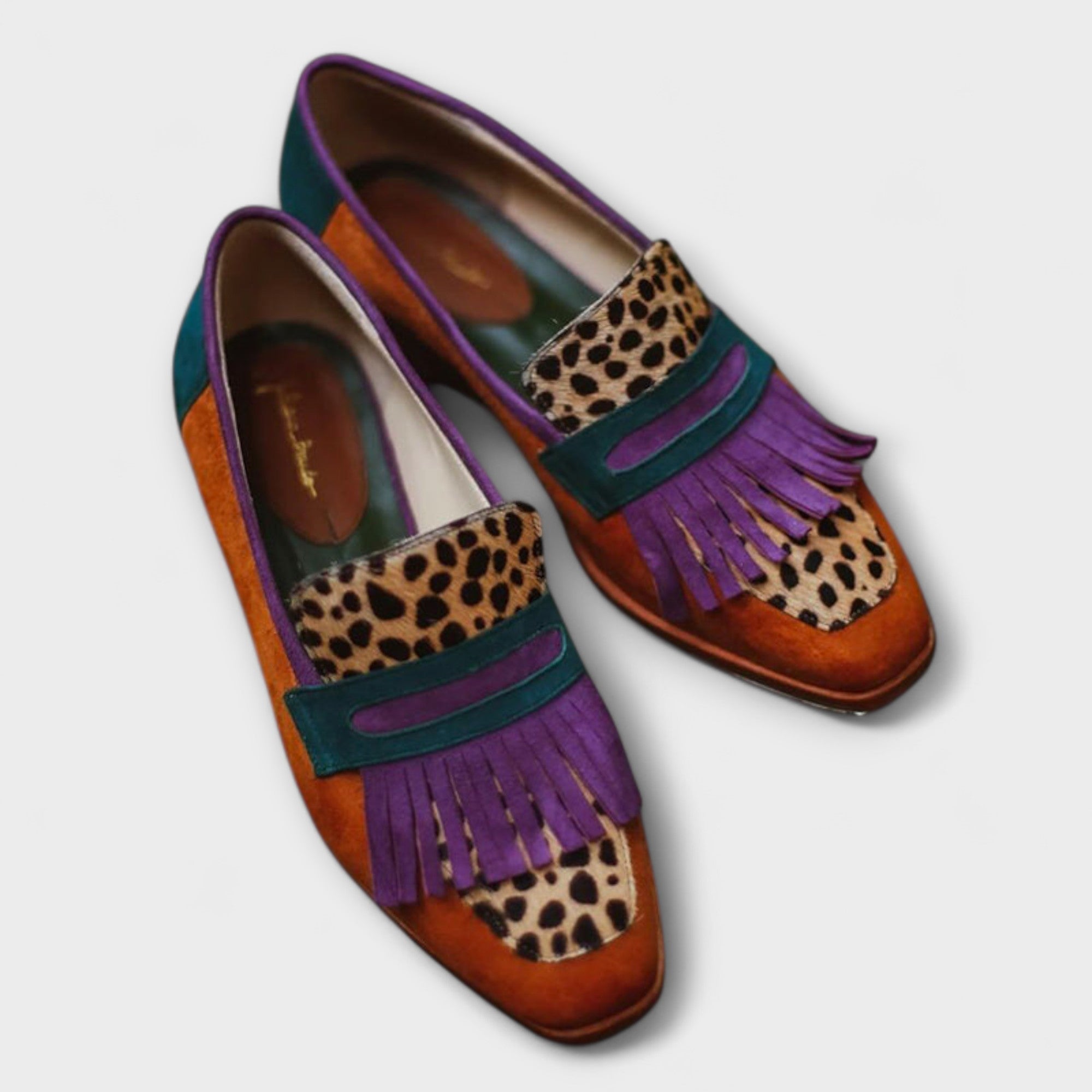 FALLON – MOCASSINS MARRON À MOTIF LÉOPARD