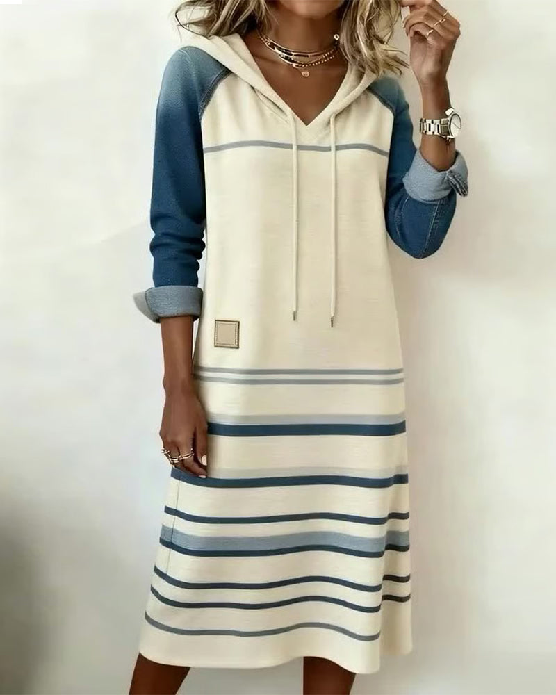 Victoria - Striped Hooded Dress
