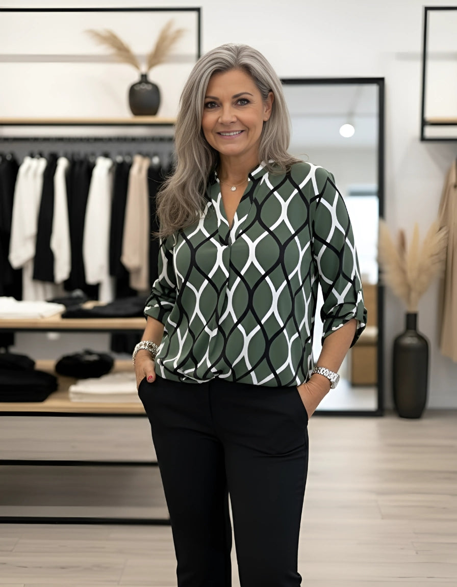 NANINE - ÉLÉGANTE BLOUSE À COL EN V