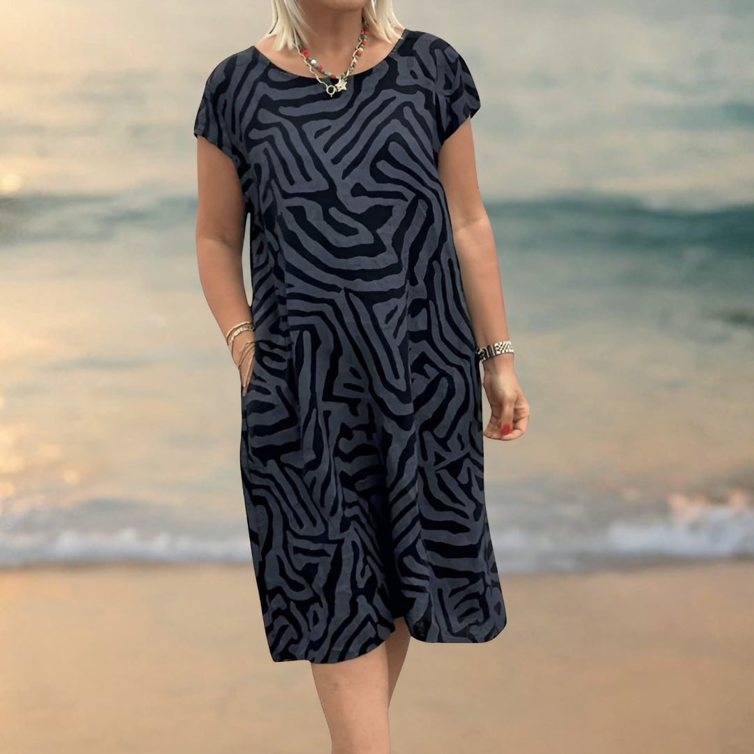 LUCILE - ROBE ÉLÉGANTE À IMPRIMÉ ZÈBRE