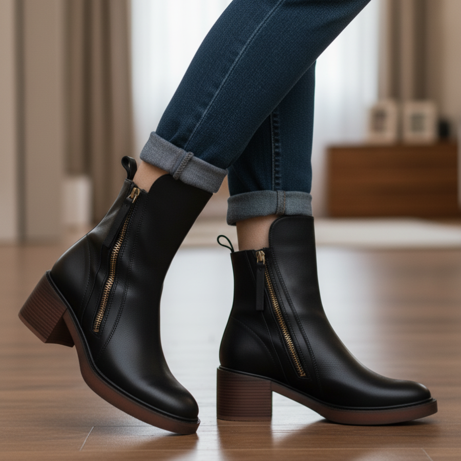 Emily - Leather Boots with a Comfortable Heel