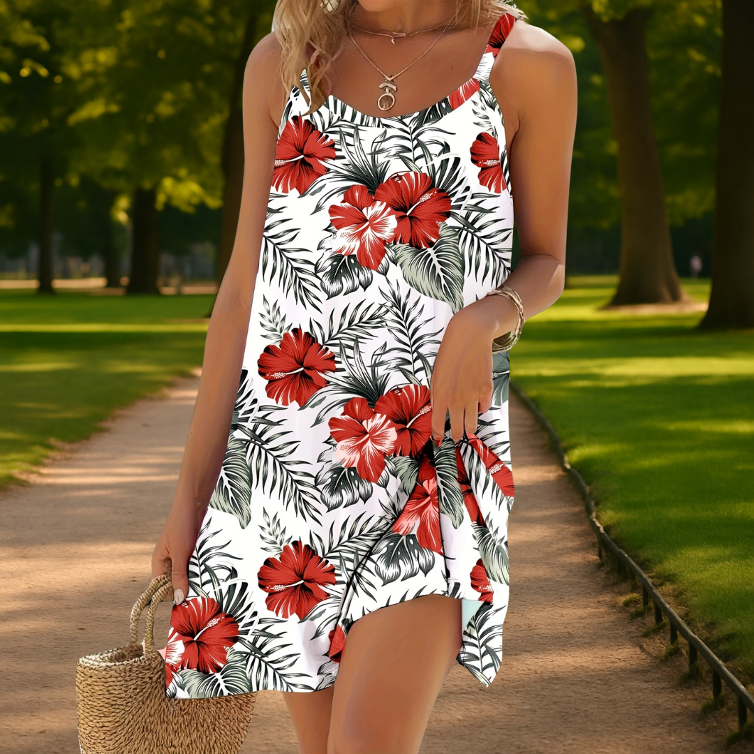 LYRA - ROBE À IMPRIMÉ FEUILLES TROPICALES