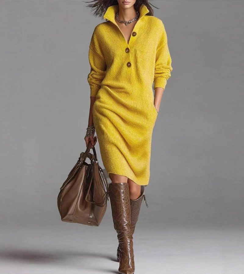 Delaney - Elegant Winter Dress with Buttons