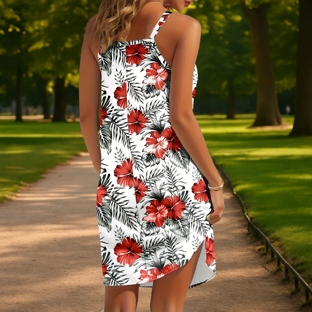 LYRA - ROBE À IMPRIMÉ FEUILLES TROPICALES