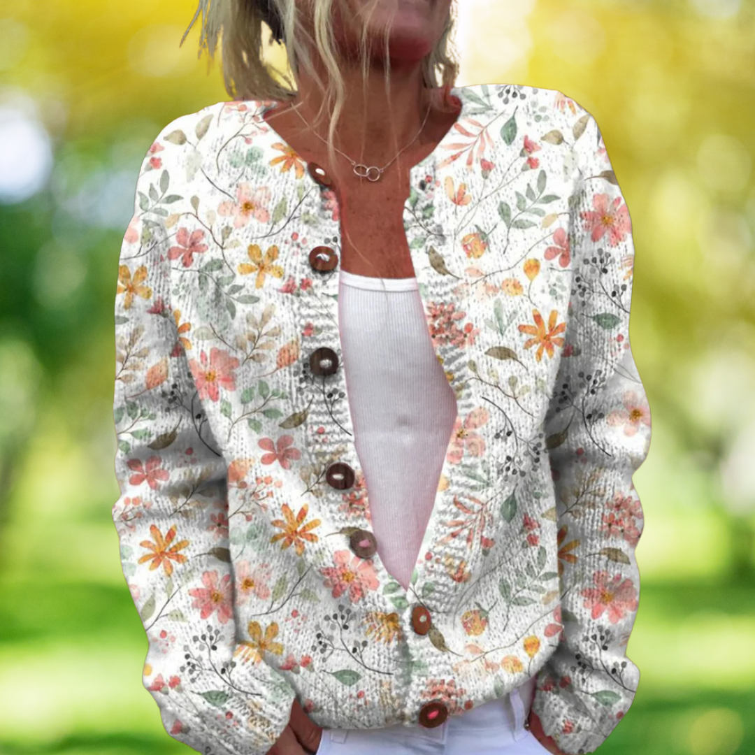 Vintage Lente Vest met Bloemenprint