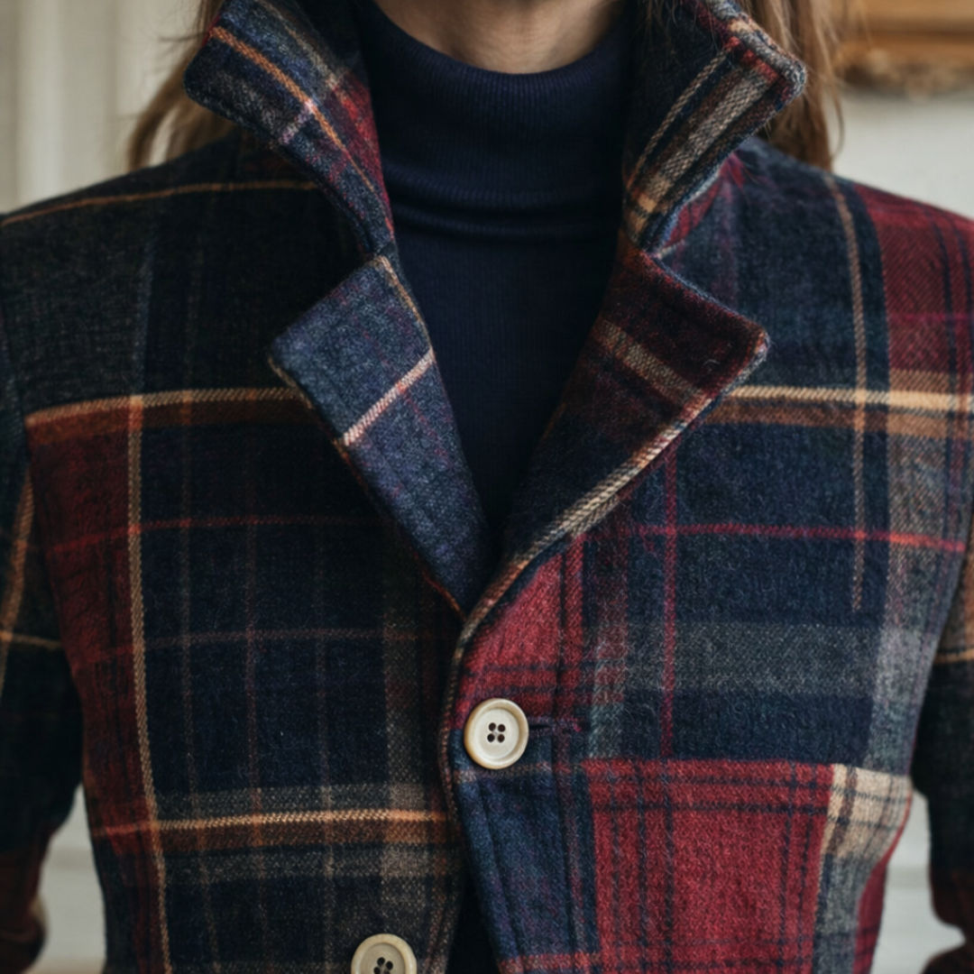 Natalie – Geruite Tussenjas met Kraag