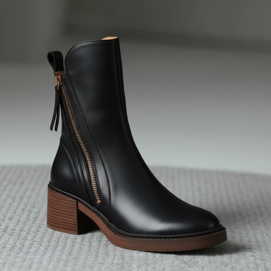 Emily - Leather Boots with a Comfortable Heel