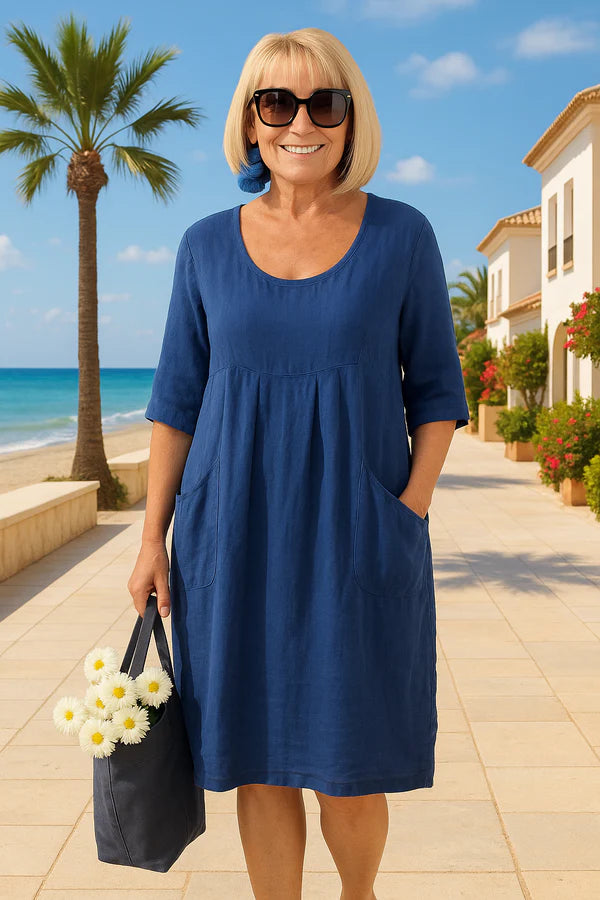 ROUX - ROBE D'ÉTÉ EN LIN AVEC POCHES