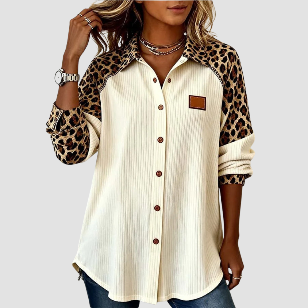 Tatum - Bold Leopard Print Button-Down Shirt
