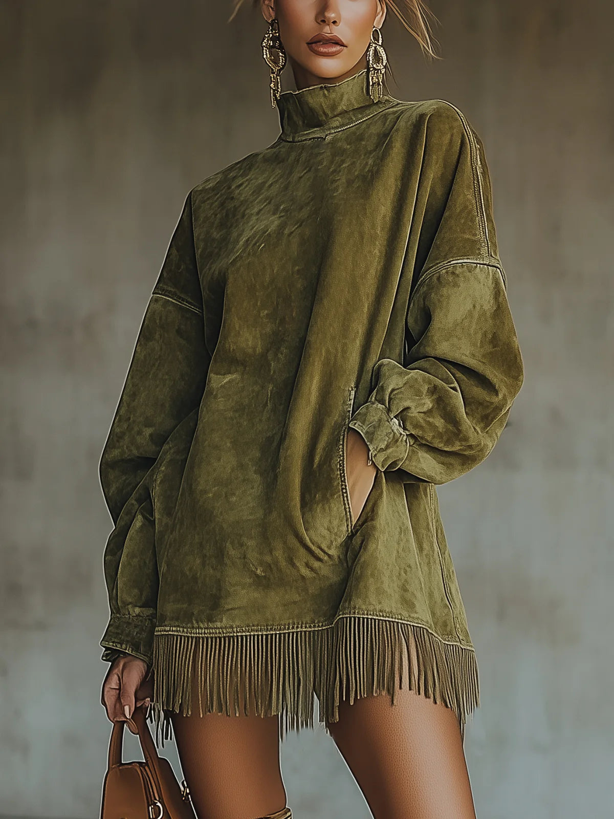 Kimberly - Cozy Suede Fringe Dress