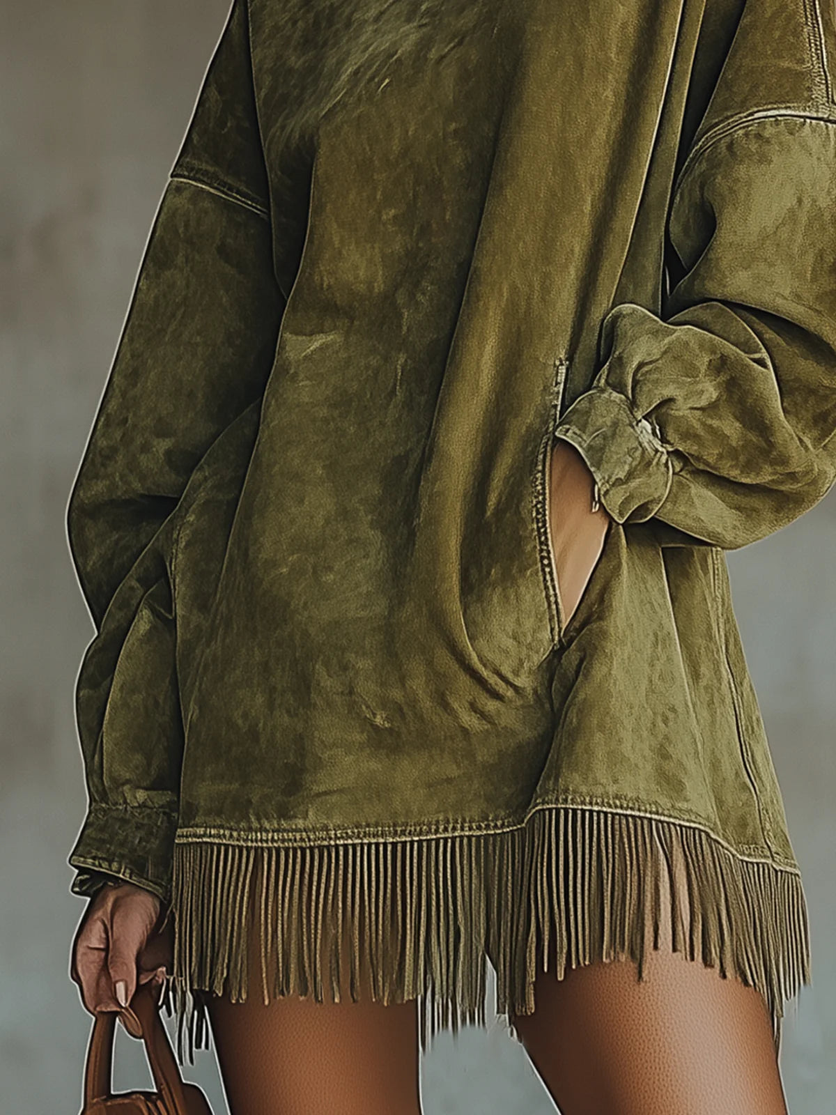 Kimberly - Cozy Suede Fringe Dress