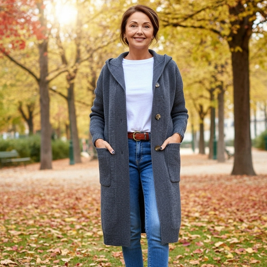 Charu - Long Knitted Hooded Cardigan