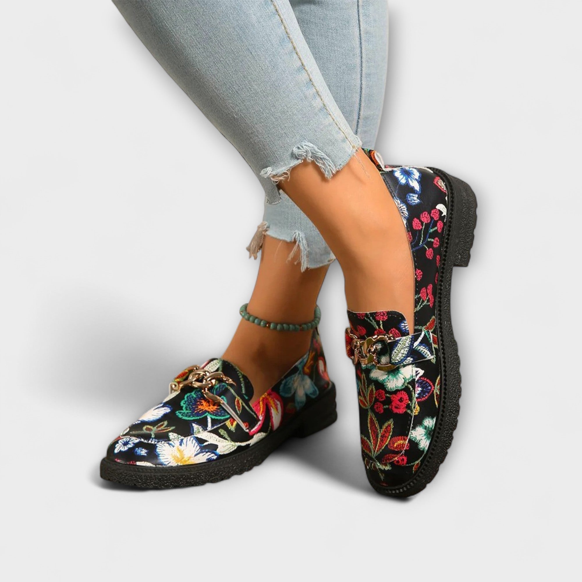 ORLA – MOCASSINS MULTICOLORES À MOTIF FLORAL