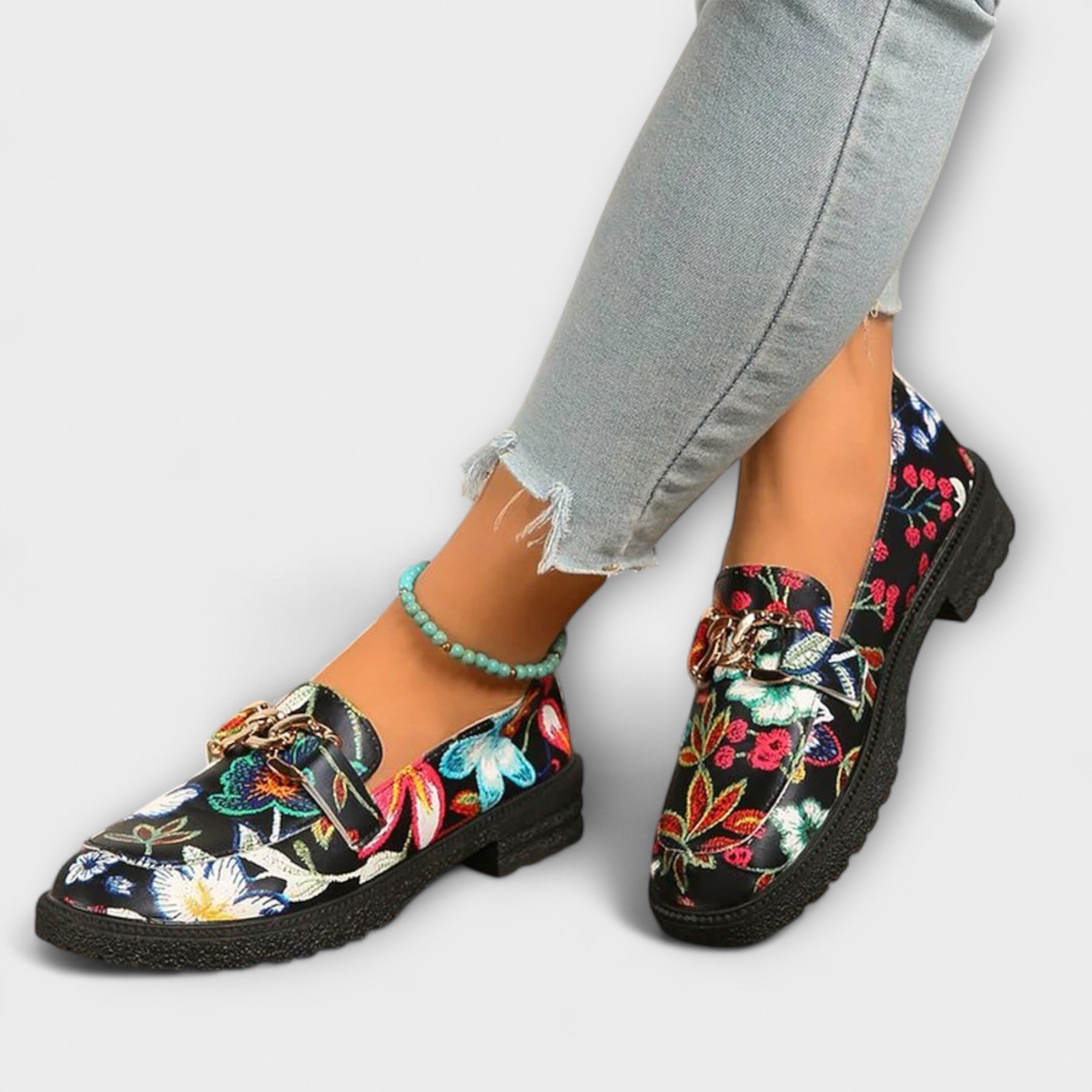 ORLA – MOCASSINS MULTICOLORES À MOTIF FLORAL