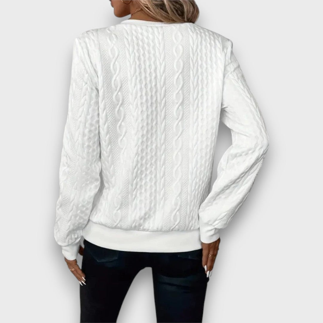 Charlene – Cable-Knit Zip Front Sweater