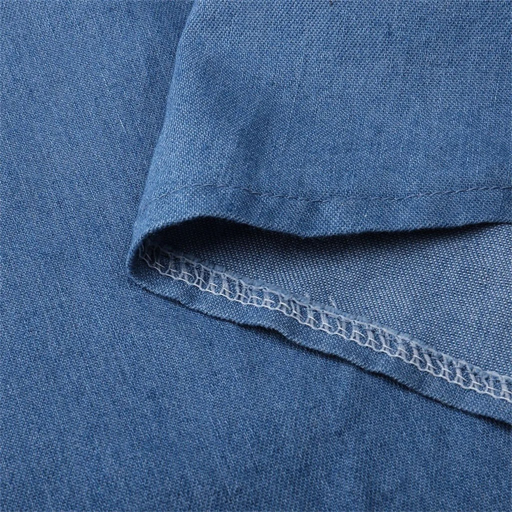 JOELLE - ROBE LONGUE STYLE JEAN AVEC FENTE LATÉRALE