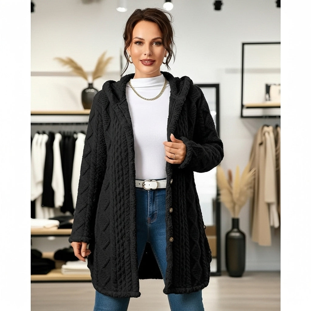 YNEZ -  VESTE EN PELUCHE AVEC CAPUCHE