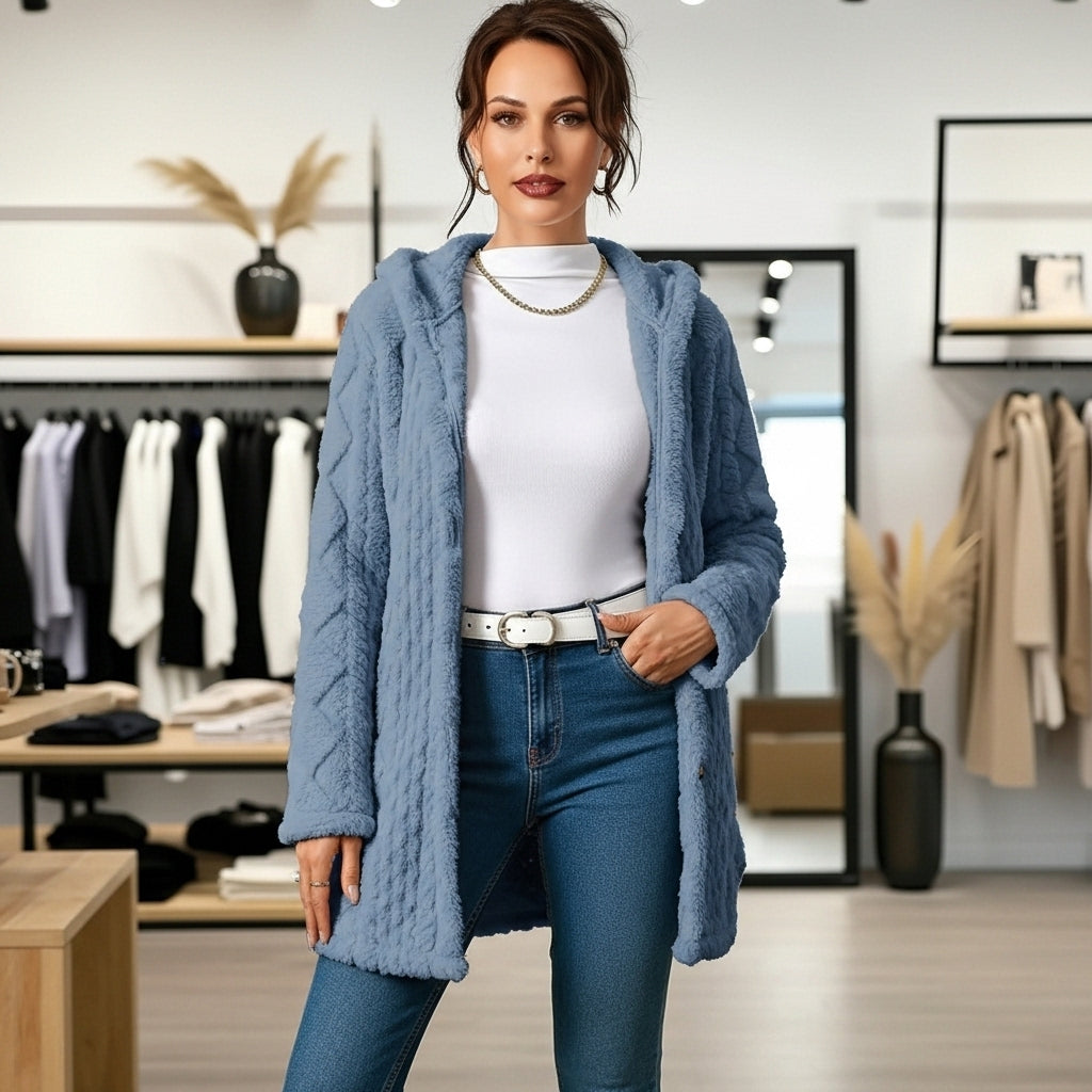 YNEZ -  VESTE EN PELUCHE AVEC CAPUCHE
